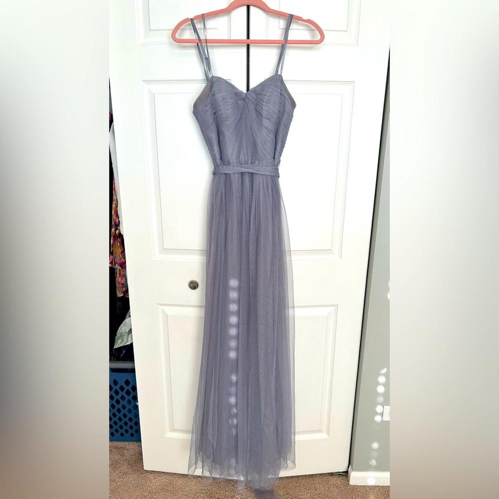 Adrianna Papell Gray Spaghetti Strap Maxi Dress